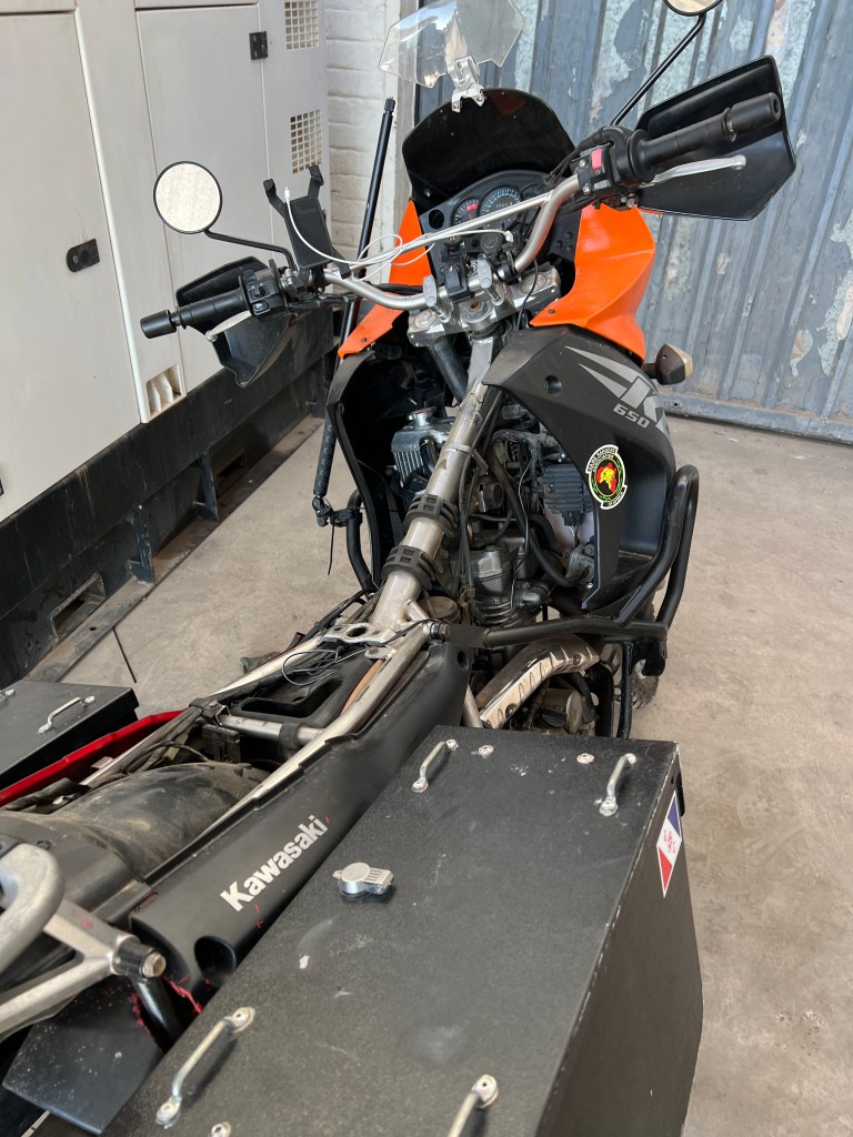 Repairing the motorcycle in Mariental Namibia